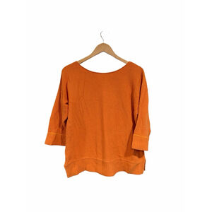 Margaret Winters Orange Textured Knit Sweater Medium USA Cotton Coastal Boho
